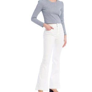 Chelsea and Violet high rise white flare jeans
